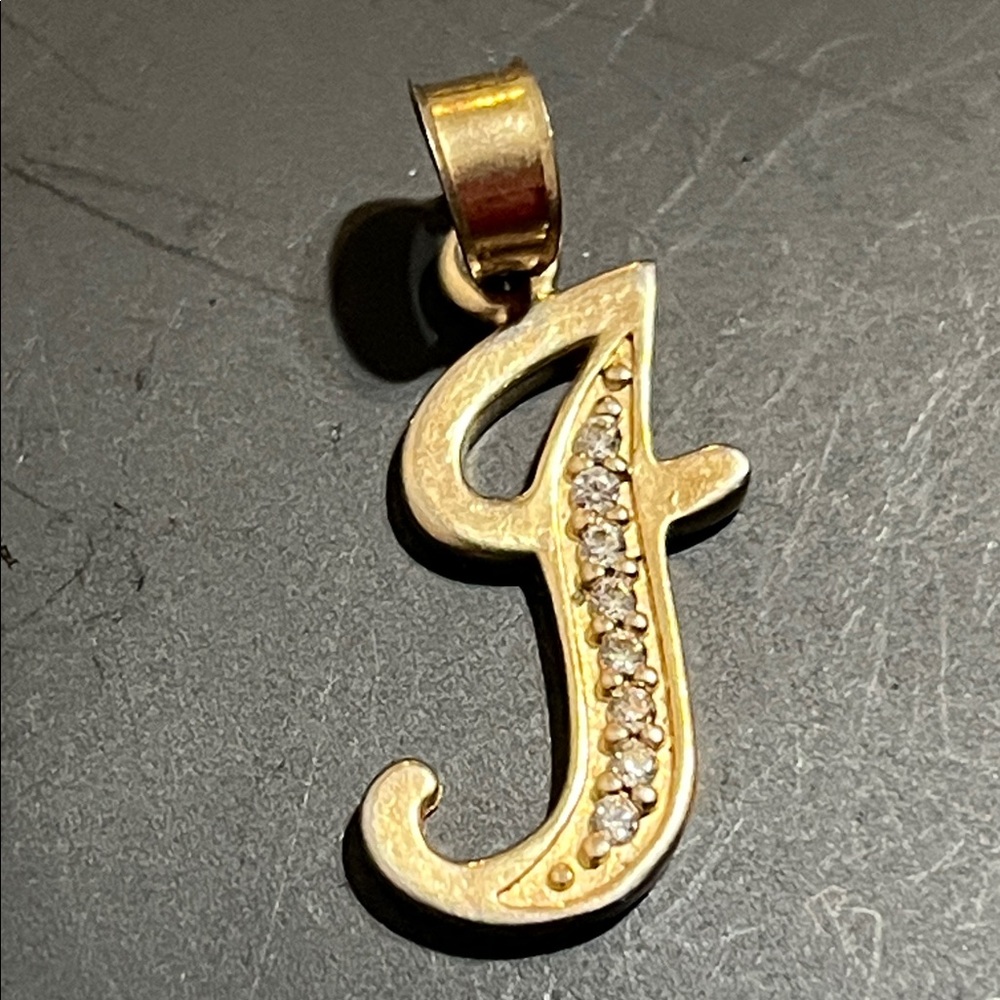 Gold Initial Pendant with Crystals